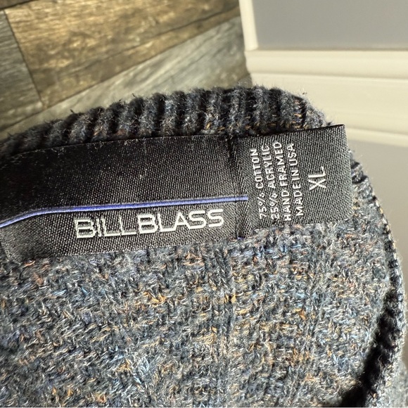 80s Bill Blass Men’s XL Sweater Blue Gray Textured Rib Knit Pullover - Picture 6 of 7